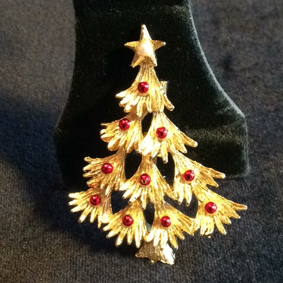 Vintage 3 Pc Christmas Tree Brooch Lot - Picture 4 of 9